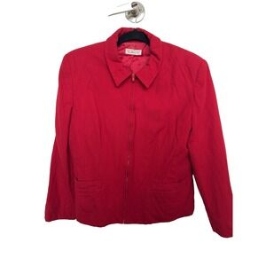 Talbot's Red 100% Wool Oversize Zip Jacket